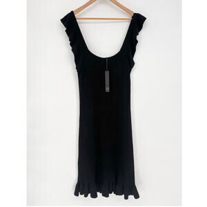 House of Harlow 1960 NWT Black Crochet Ruffle Midi Dress Size M